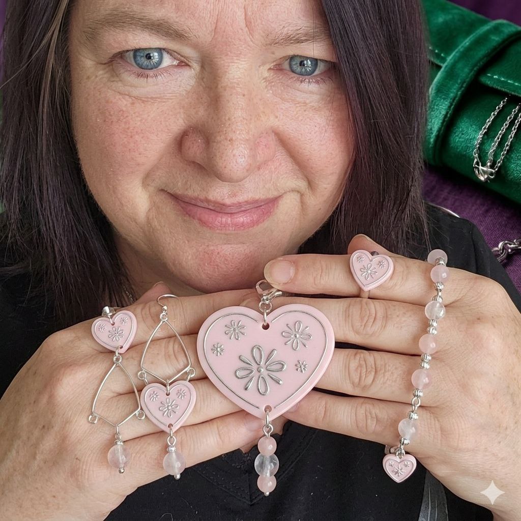 Ro mit handgemachtem Herzschmuck